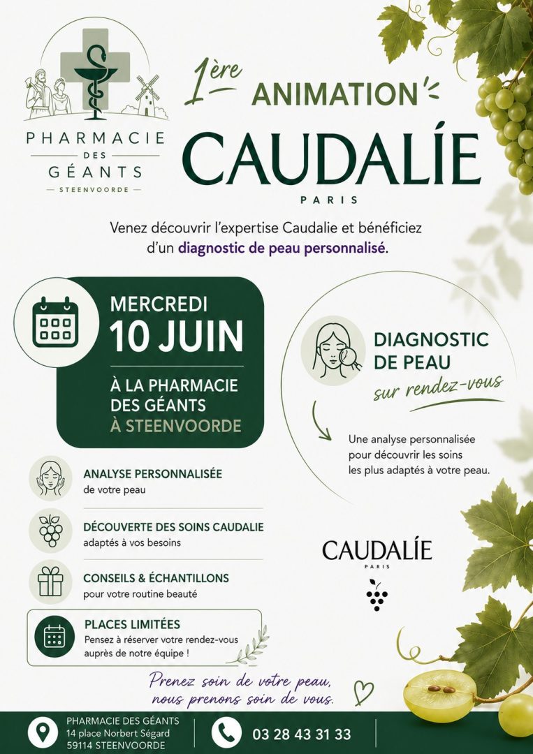 affiche animation caudalie pharmacie des géants steenvoorde
